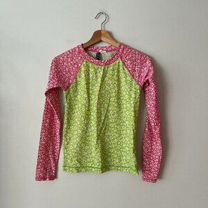 Polo Ralph Lauren Pink & Green Floral Rashguard Top Girl's Size 16